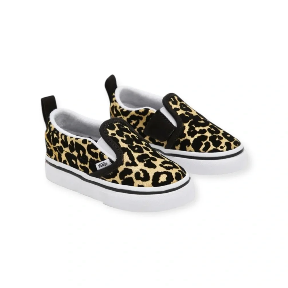 Vans ✌︎︎ Leopard Print Slip On Baby Walker Skater Sneaker ✌︎︎ Black Gold ✌︎︎ 4